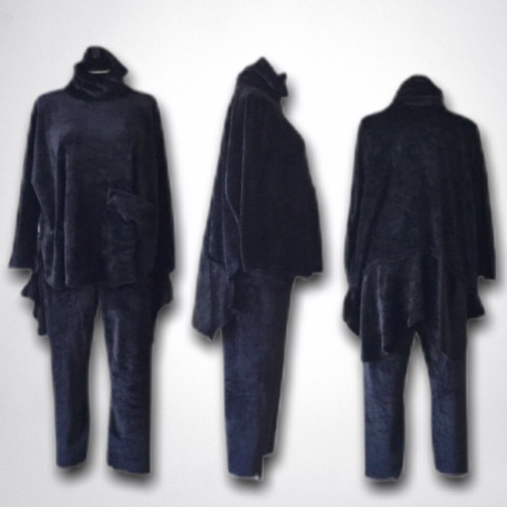 MINK FLEECEwarm black plush Velvet pant set 1x-2x
